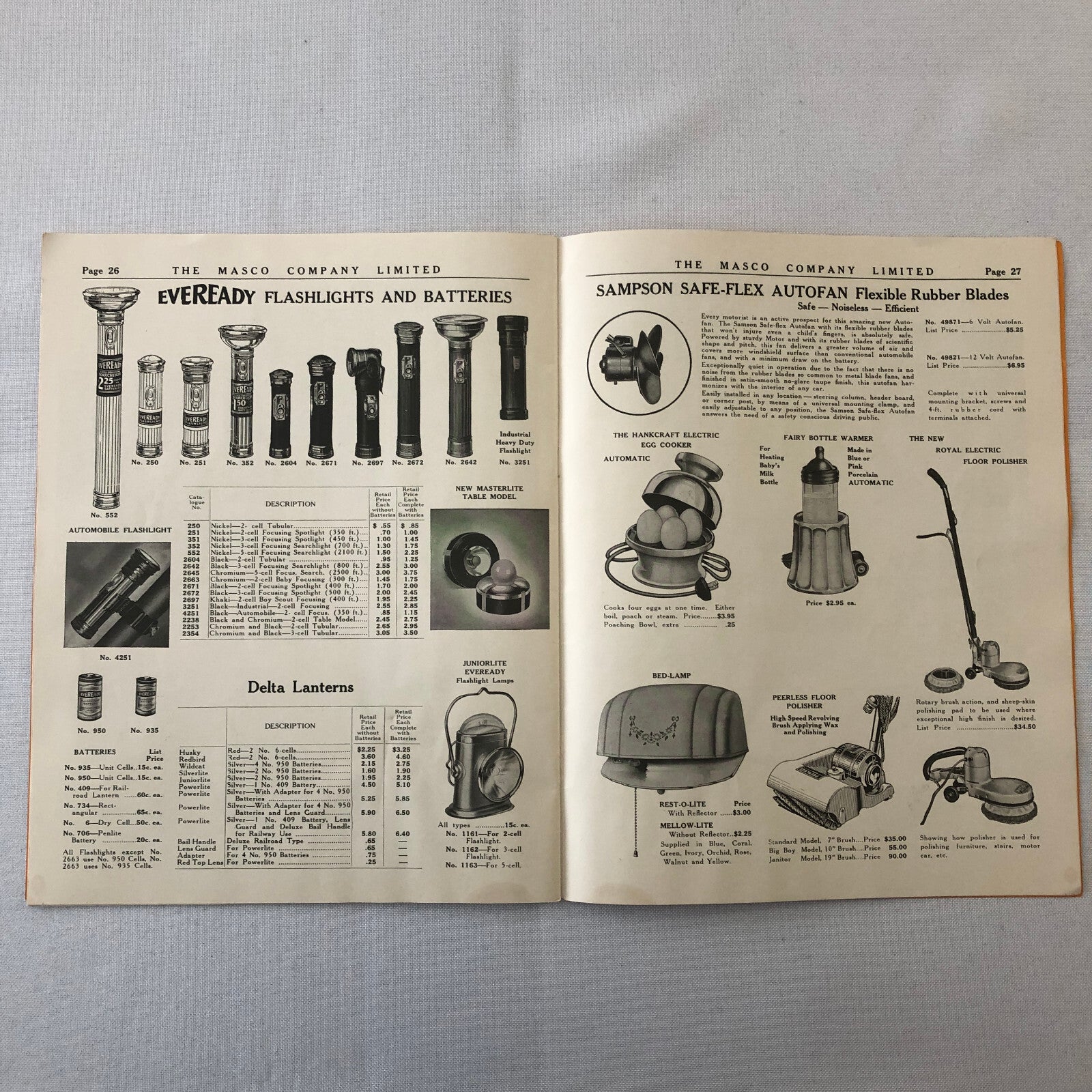 1936 1937 Masco Appliance Catalog Brochure Refrigerator Washing Maching Vacuum +