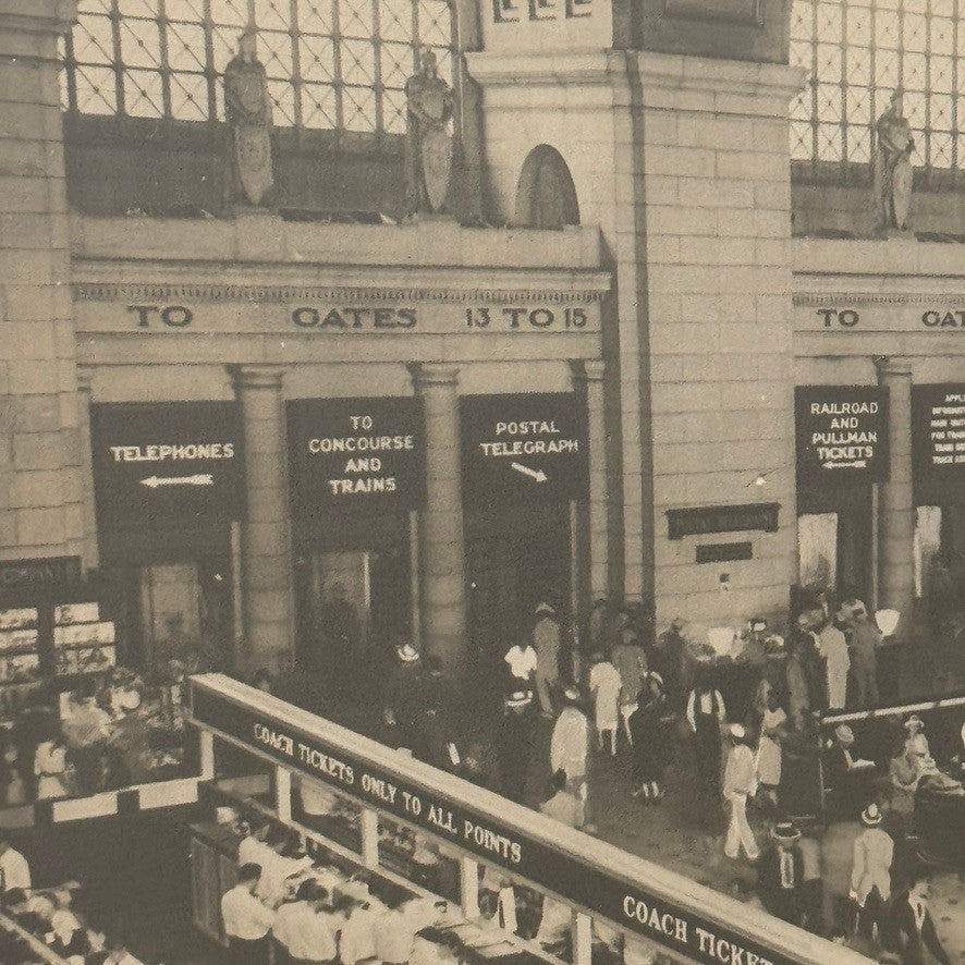 Vintage Train Station Railroad Photograph Washington DC Crowd People Photo Print