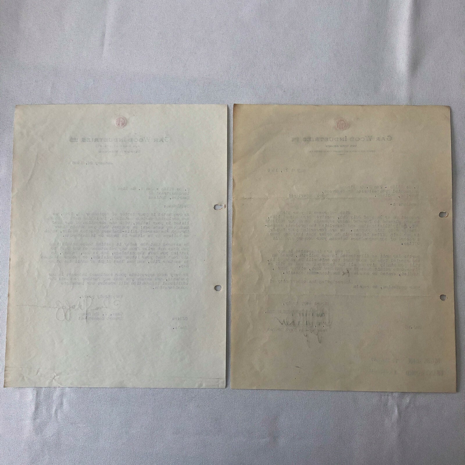 1945 - 1946 Gar Wood Industries Truck and Machinery Letter Letterhead Lot of 2