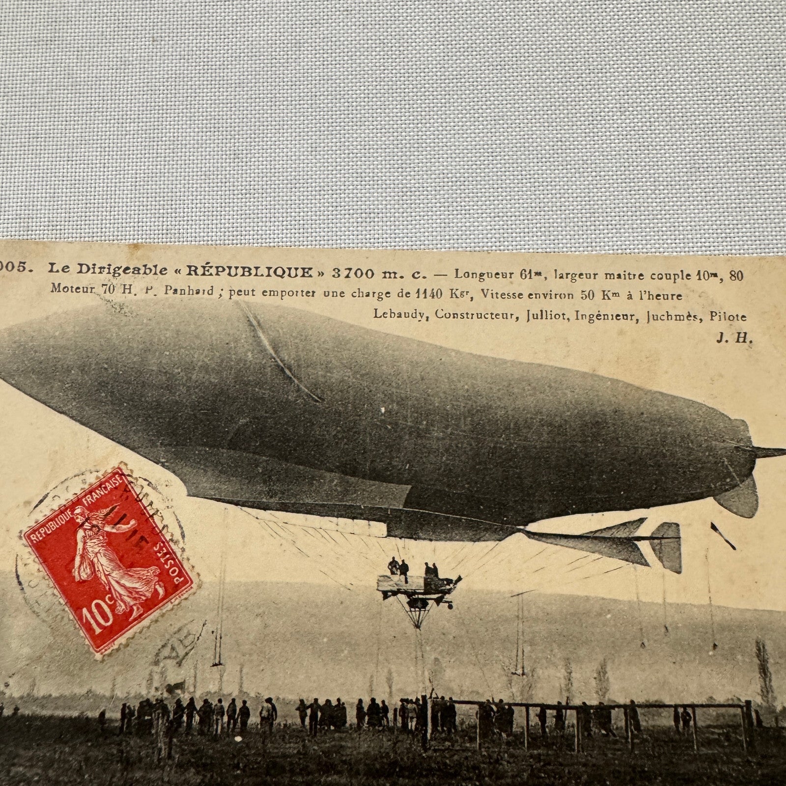 Vintage Zeppelin Airship Dirigible Postcard Post Card French La Republique