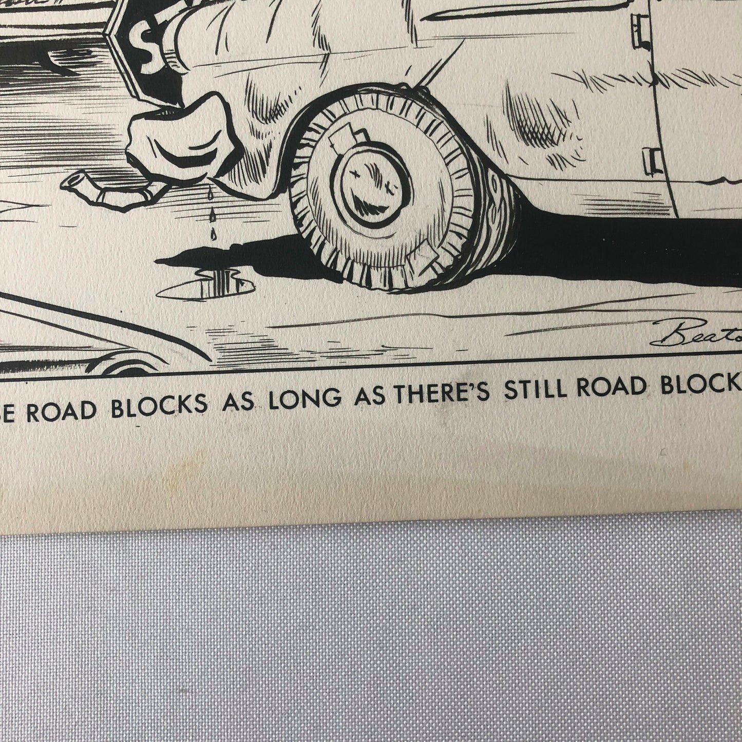 Vintage 1960s Newspaper Comic Illustration Art Police Drunk Driver Toronto 