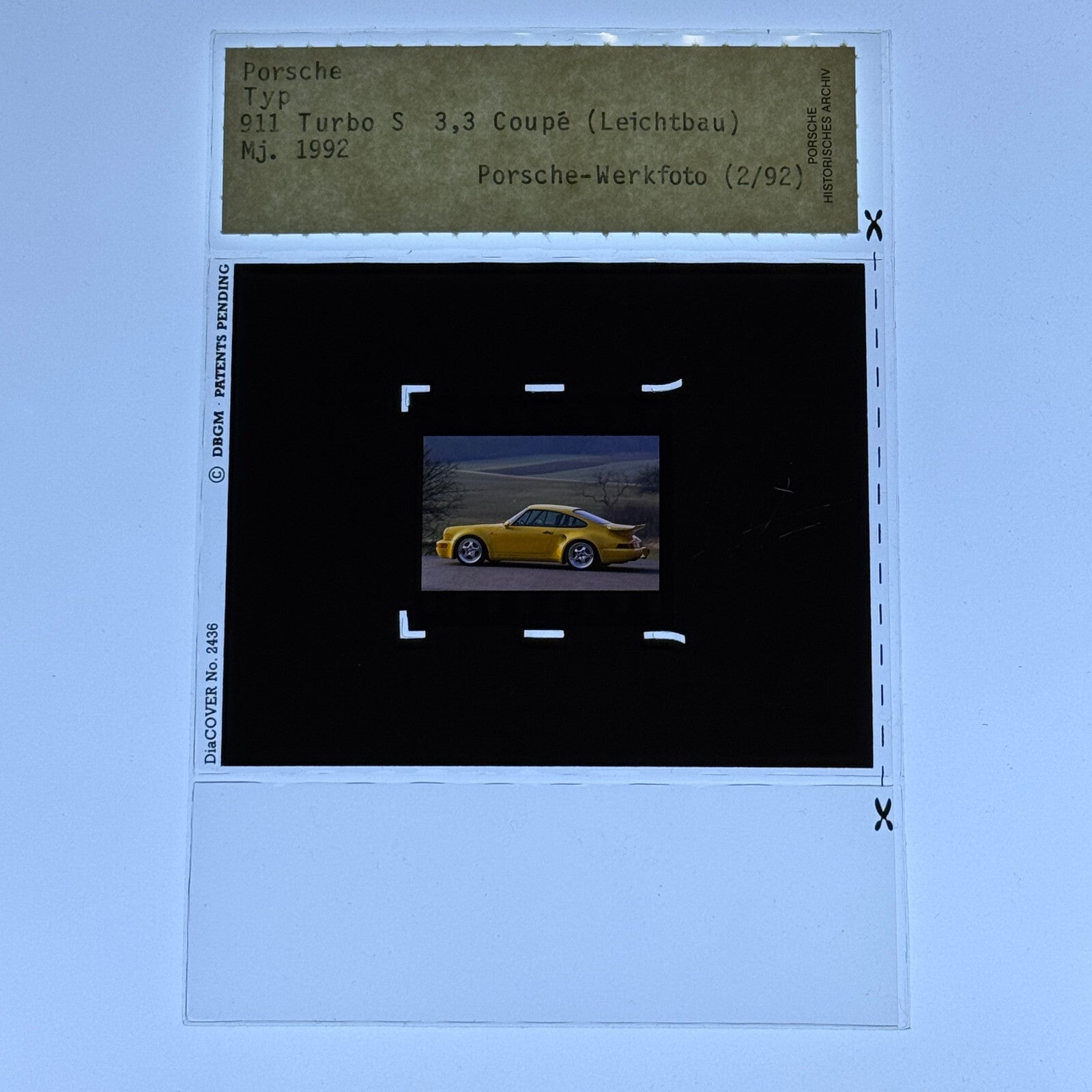 1992 Porsche 911 Turbo S 3.3 Coupe Leichtbau Factory Photo Slide Transparency