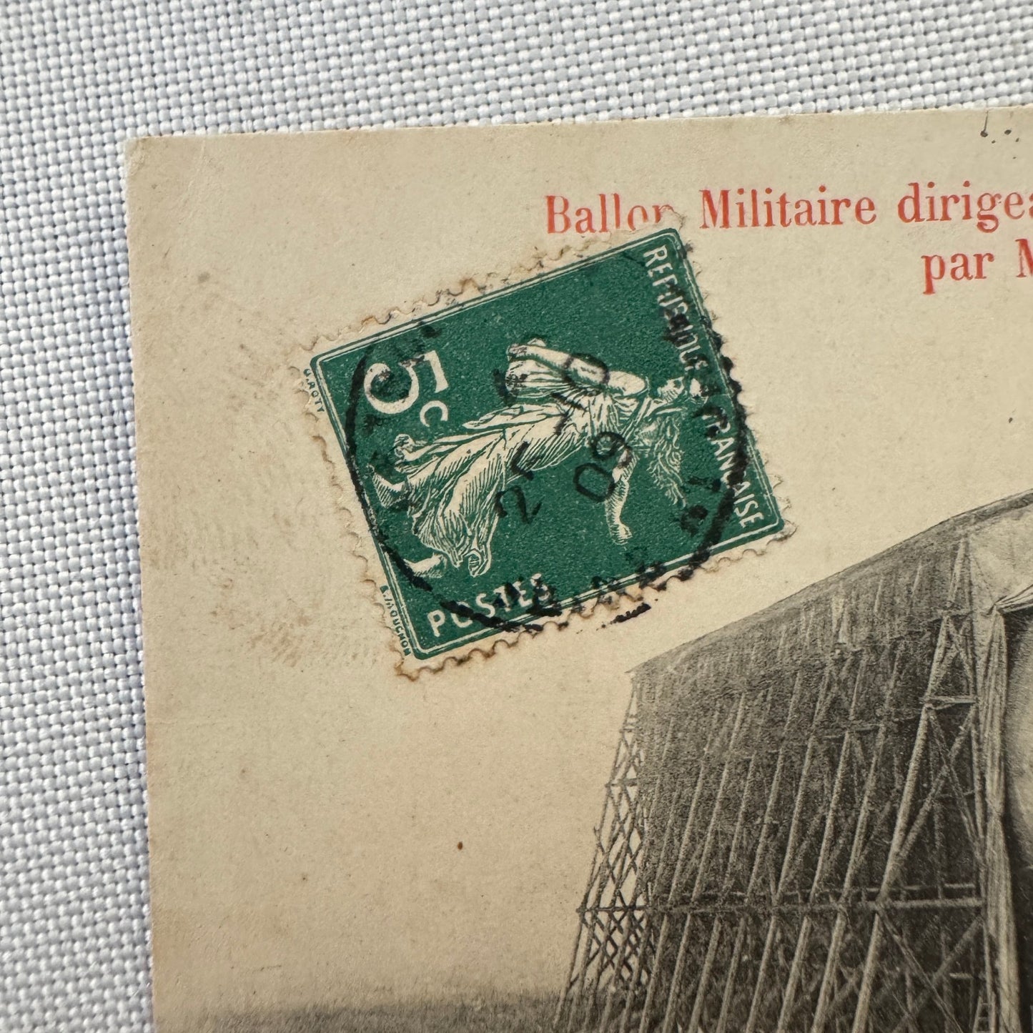 Vintage Zeppelin Airship Dirigible Postcard French Military Hangar Paris