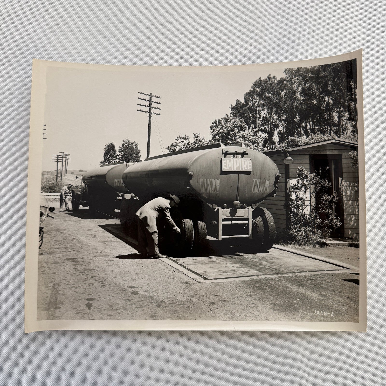 Tanker Truck at California Highway Inspection Station Vintage Photo Photograph