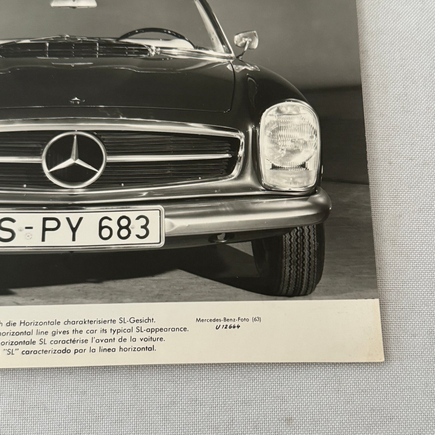 Vintage Mercedes Benz 230 SL Roadster Convertible Factory Press Photo Photograph