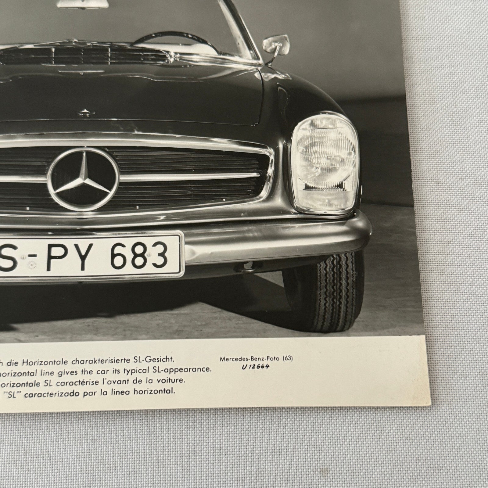 Vintage Mercedes Benz 230 SL Roadster Convertible Factory Press Photo Photograph