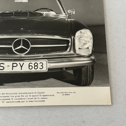Vintage Mercedes Benz 230 SL Roadster Convertible Factory Press Photo Photograph