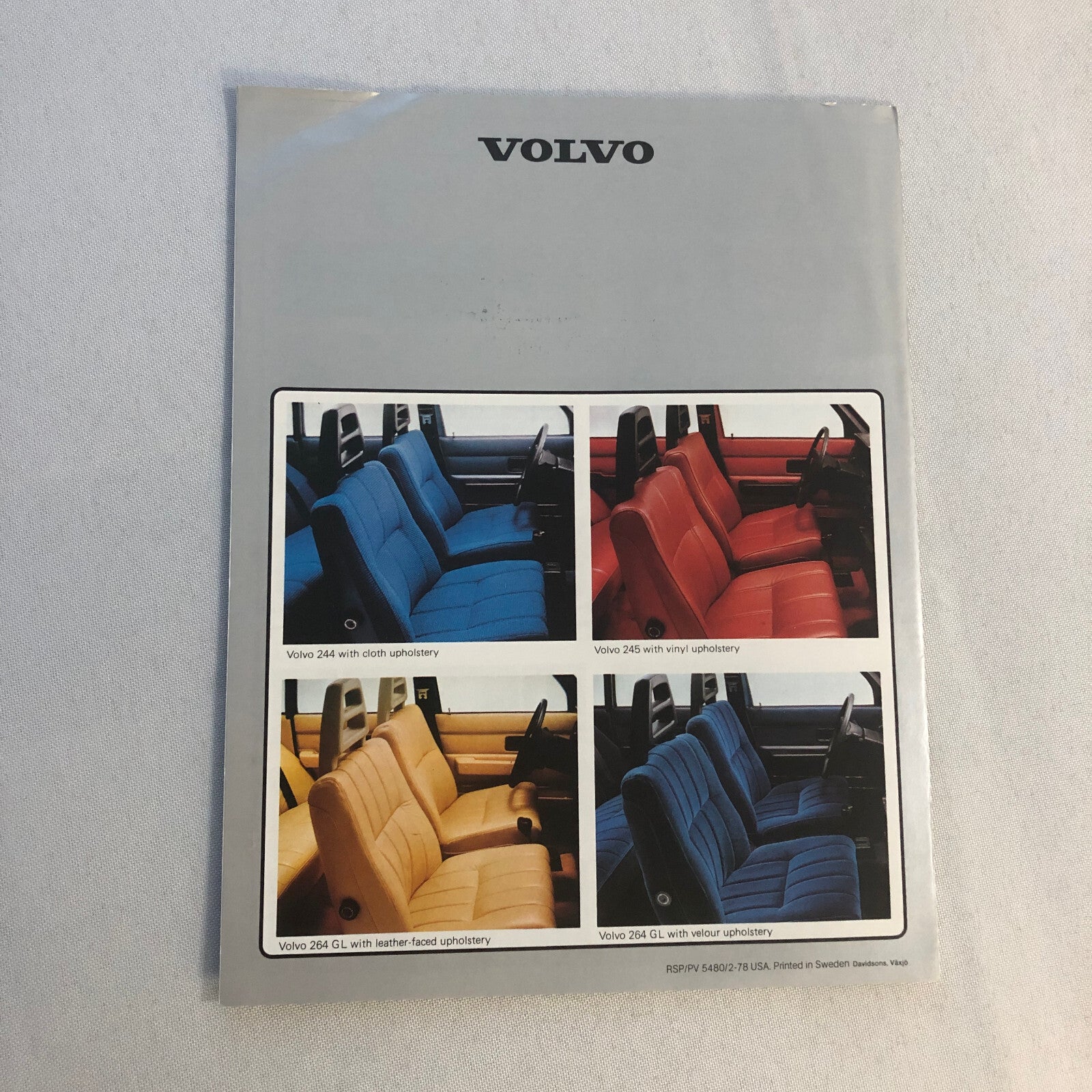 1978 Volvo Color and Upholstery Sales Brochure Catalog 242 244 245 265 264 GL