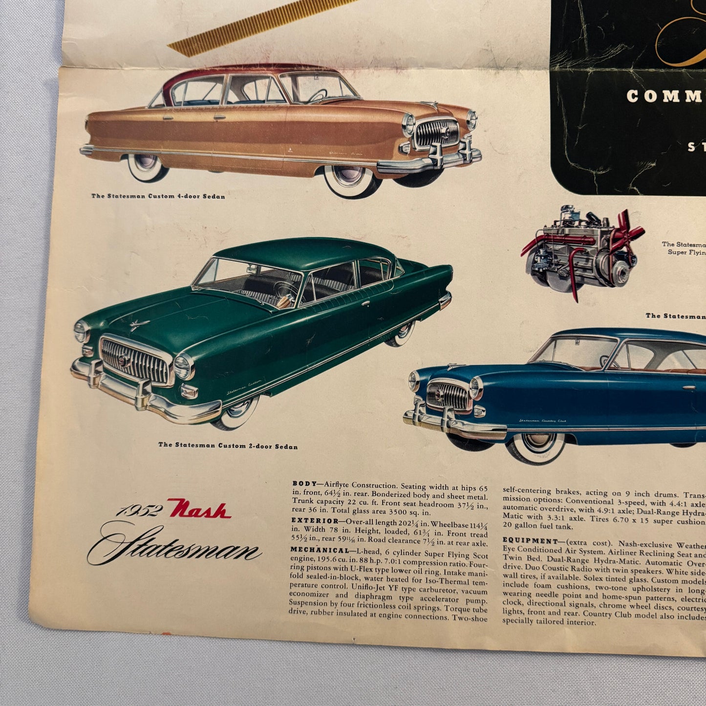 1952 Nash Car Sales Brochure Catalog Nash Ambassador Rambler Statesman
