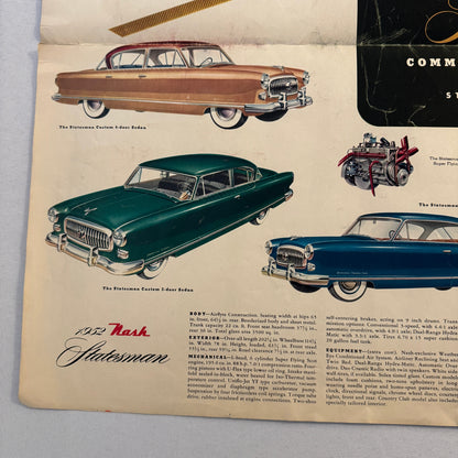 1952 Nash Car Sales Brochure Catalog Nash Ambassador Rambler Statesman