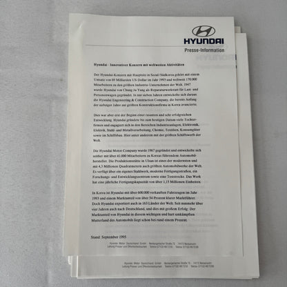 1996 Hyundai Car Press Kit S-Coupe S Coupe Sonata Lantra Accent H100 GERMAN