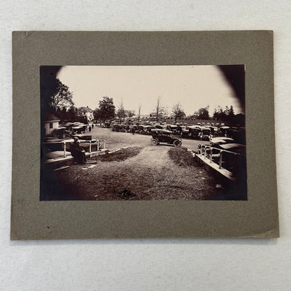 Vintage Photograph on Board Antique Car Automobile Parking Man Photo Image