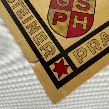 Vintage Hotel Travel Label Grand Hotel Steiner Prague