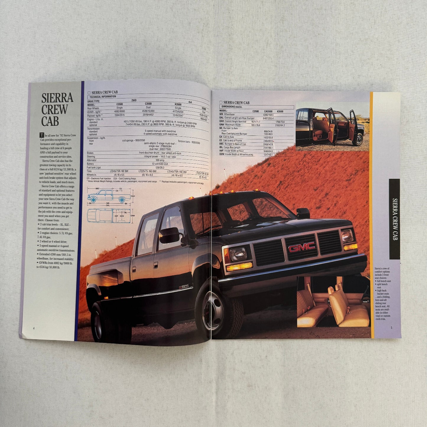 1992 GMC Commercial Truck Sales Brochure Catalog Vandura Safari Pickup Motorhome