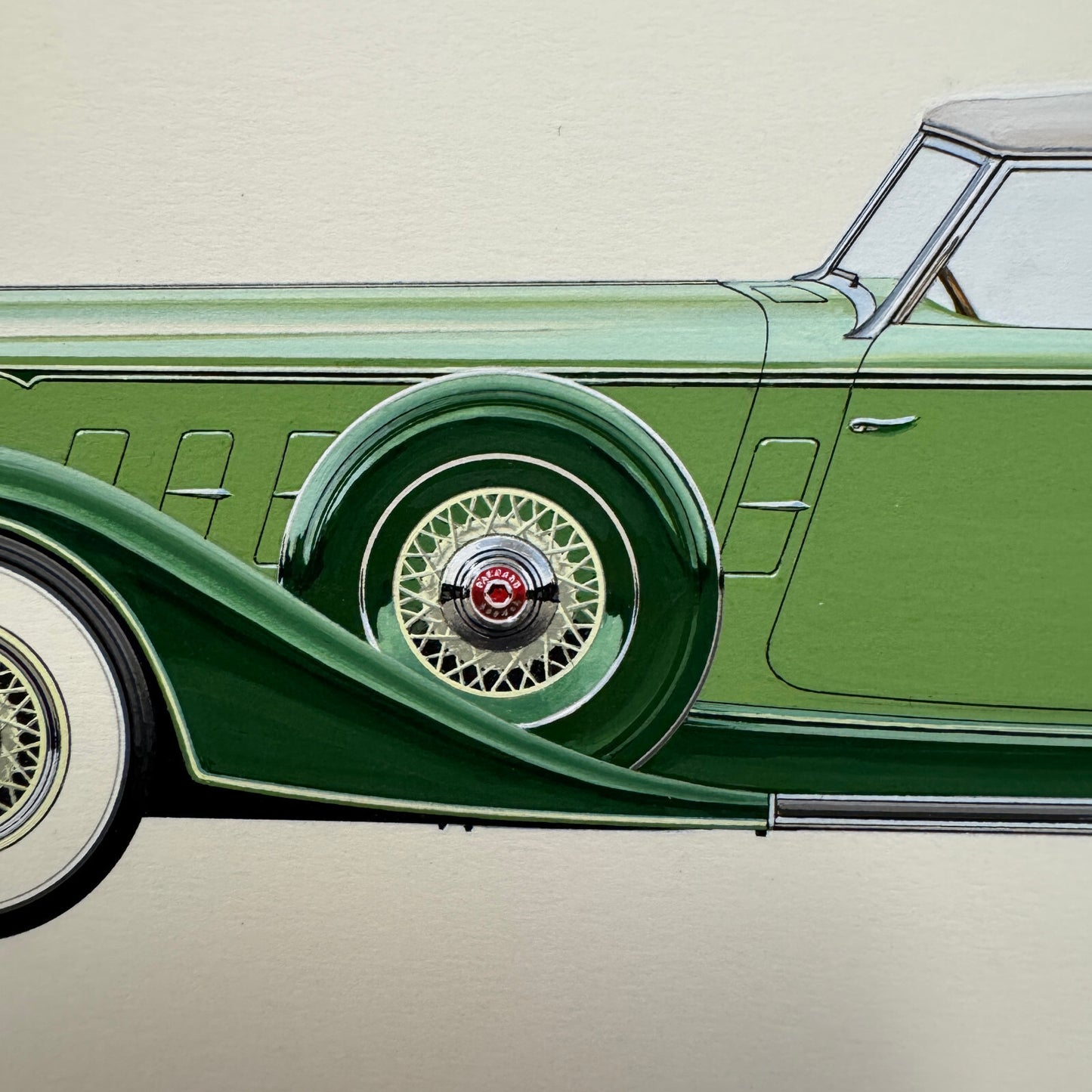 1934 Packard 12 Convertible Victoria Car Illustration Art Drawing Hand Drawn