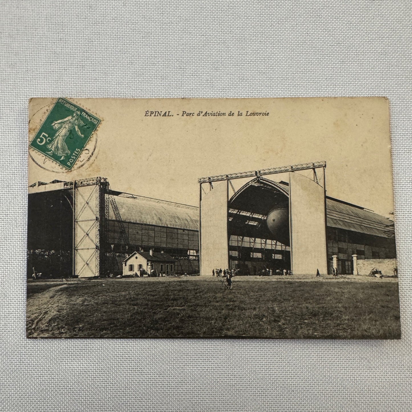 Vintage Zeppelin Airship Dirigible Postcard Post Card French Louvroie Hangar