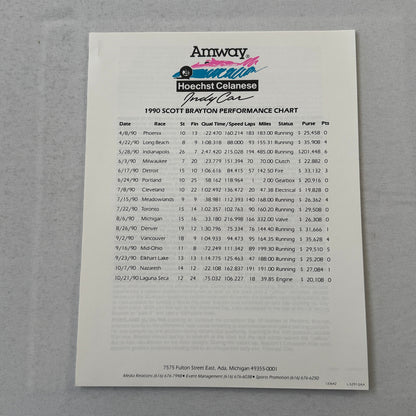 1991 Amway Indy Car Racing Press Kit Brochure Vintage Scott Brayton Driver