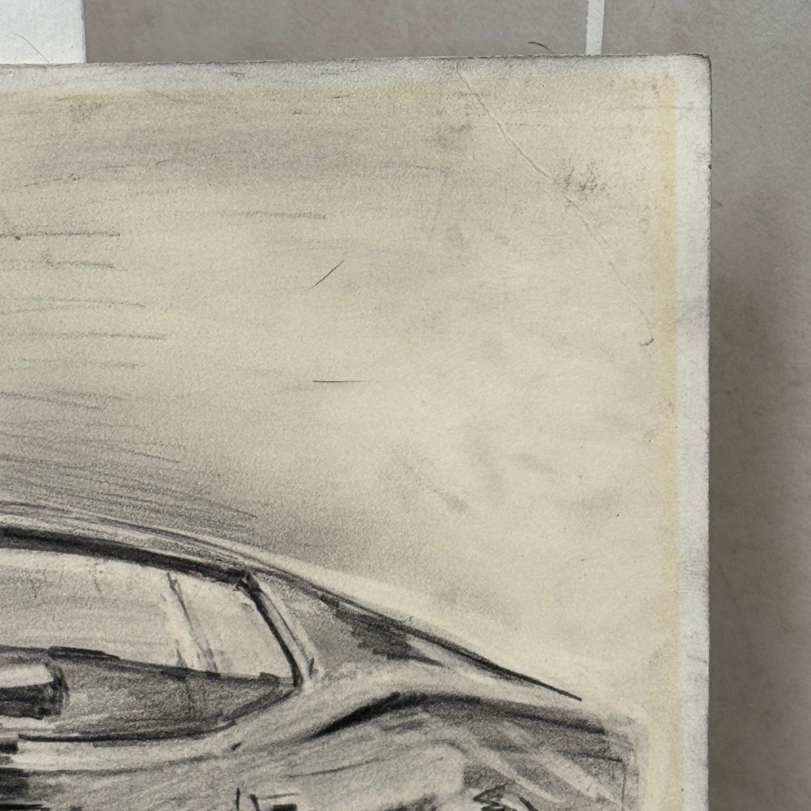 Ford Mustang Vintage Car Illustration Drawing Sketch Original Art Signed