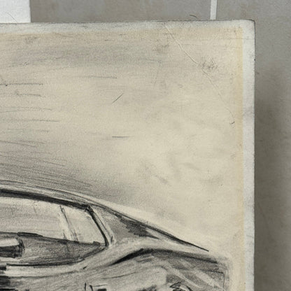 Ford Mustang Vintage Car Illustration Drawing Sketch Original Art Signed
