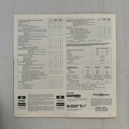 1988 Chrysler Daytona Car Sales Brochure Catalog Advertising Daytona Shelby Z