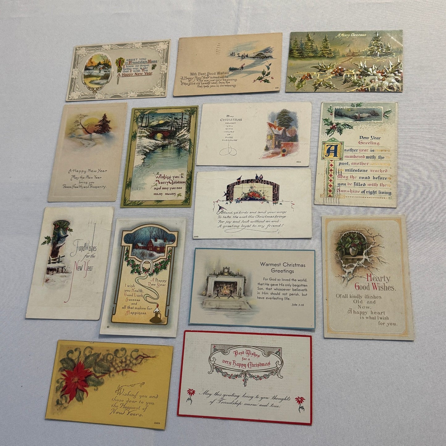 Antique Christmas & New Years Postcard Collection Lot Birds Flowers Xmas 100+
