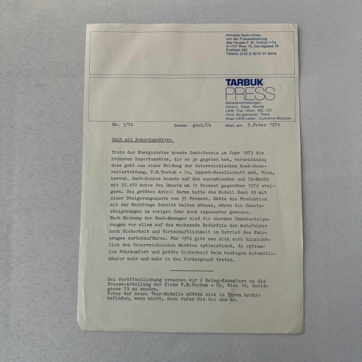 1974 Saab Press Kit Photos Press Releases GERMAN Saab 96 Saab 99L