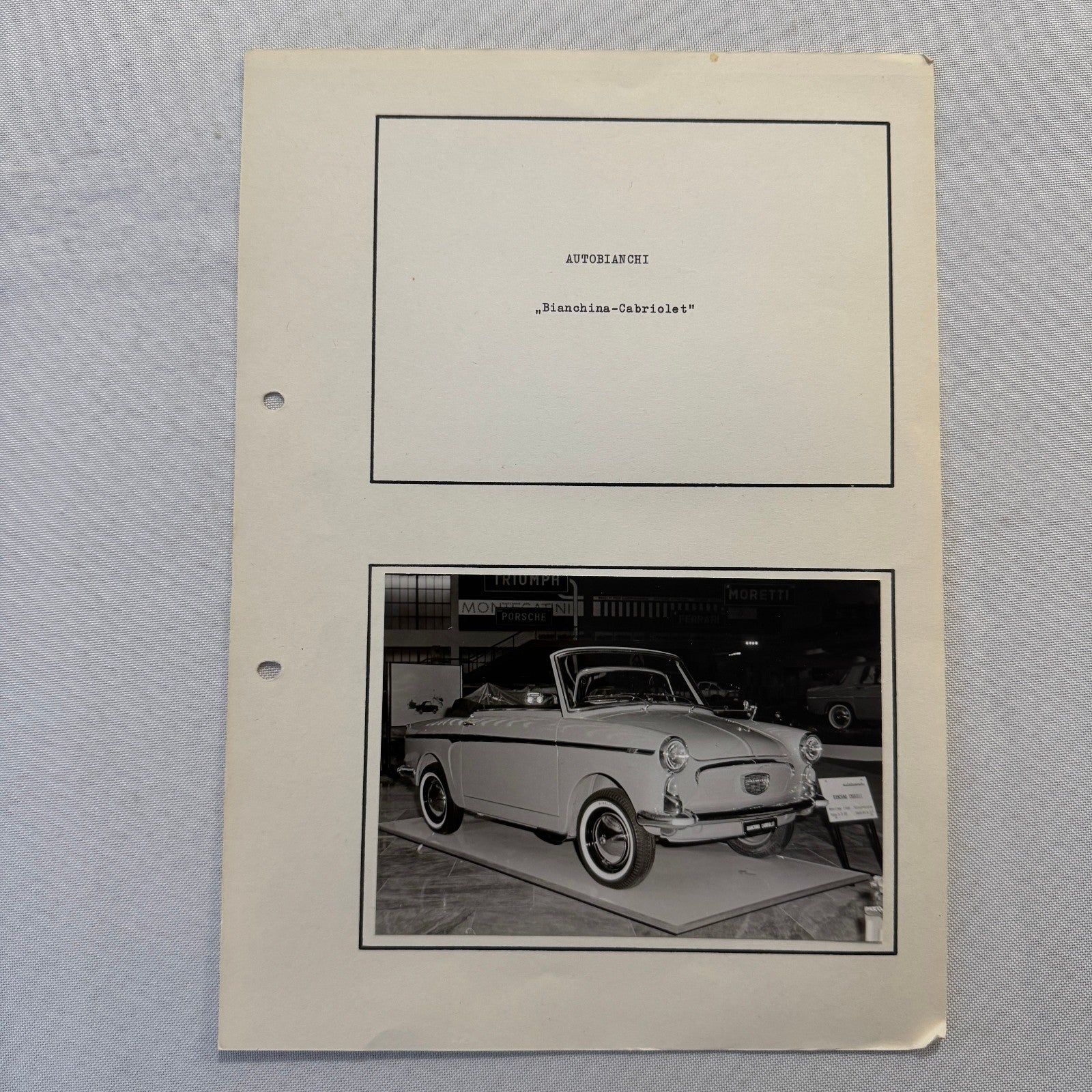 Autobianchi Bianchina Cabriolet Convertible Car at Autoshow Photo Photograph Lot