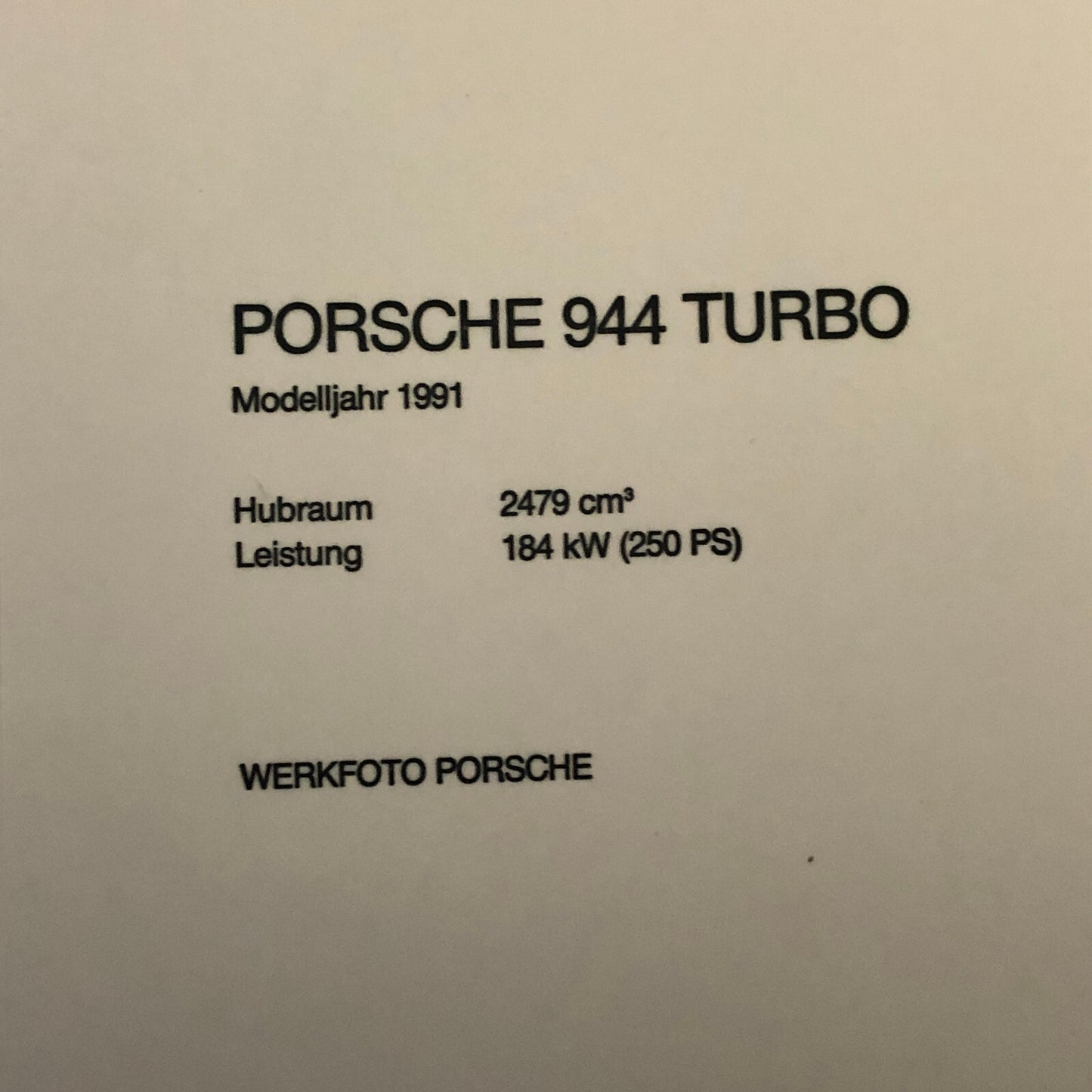 1991 Porsche 944 Turbo Factory Werkfoto Press Photo Photograph