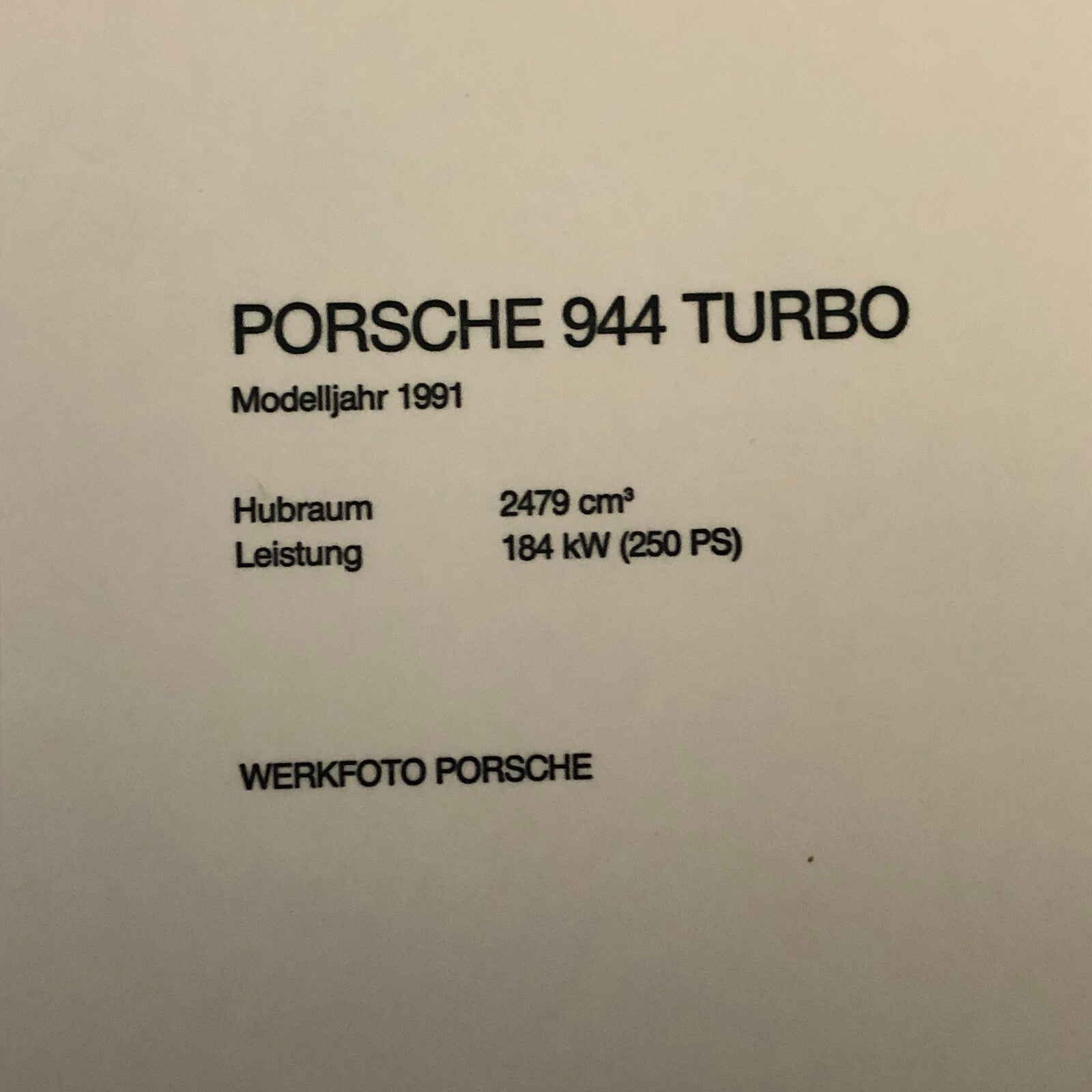 1991 Porsche 944 Turbo Factory Werkfoto Press Photo Photograph