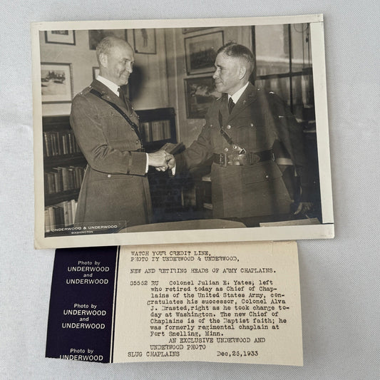 United States Army Chaplain Press Photo Photograph 1933 Colonel Julian E Yates