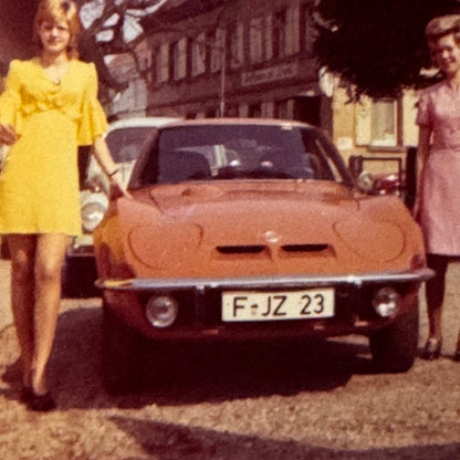 Opel GT Car Automobile Women Photo Photograph Snapshot Print Vintage