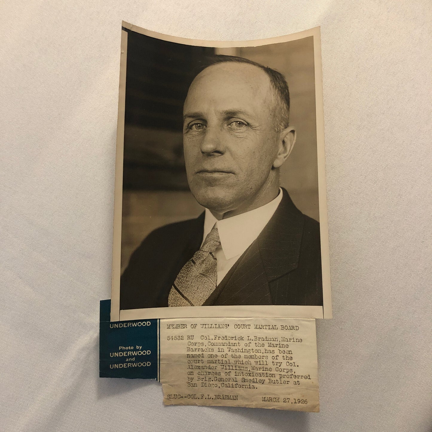 Press Photo Photograph Marine Corps Colonel Frederick L Bradman 1926