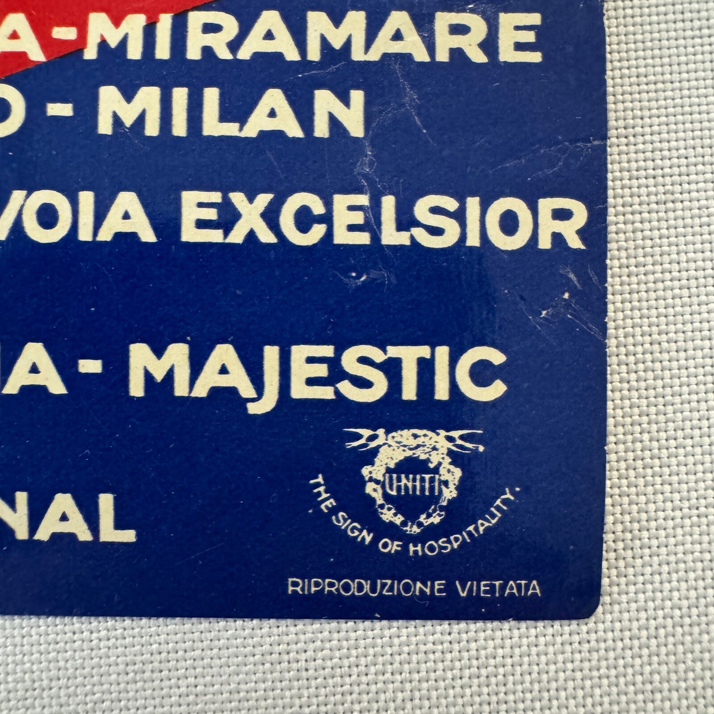 Vintage Hotel Travel Label Italy Italian SATA Hotels Company Rome Naples Capri
