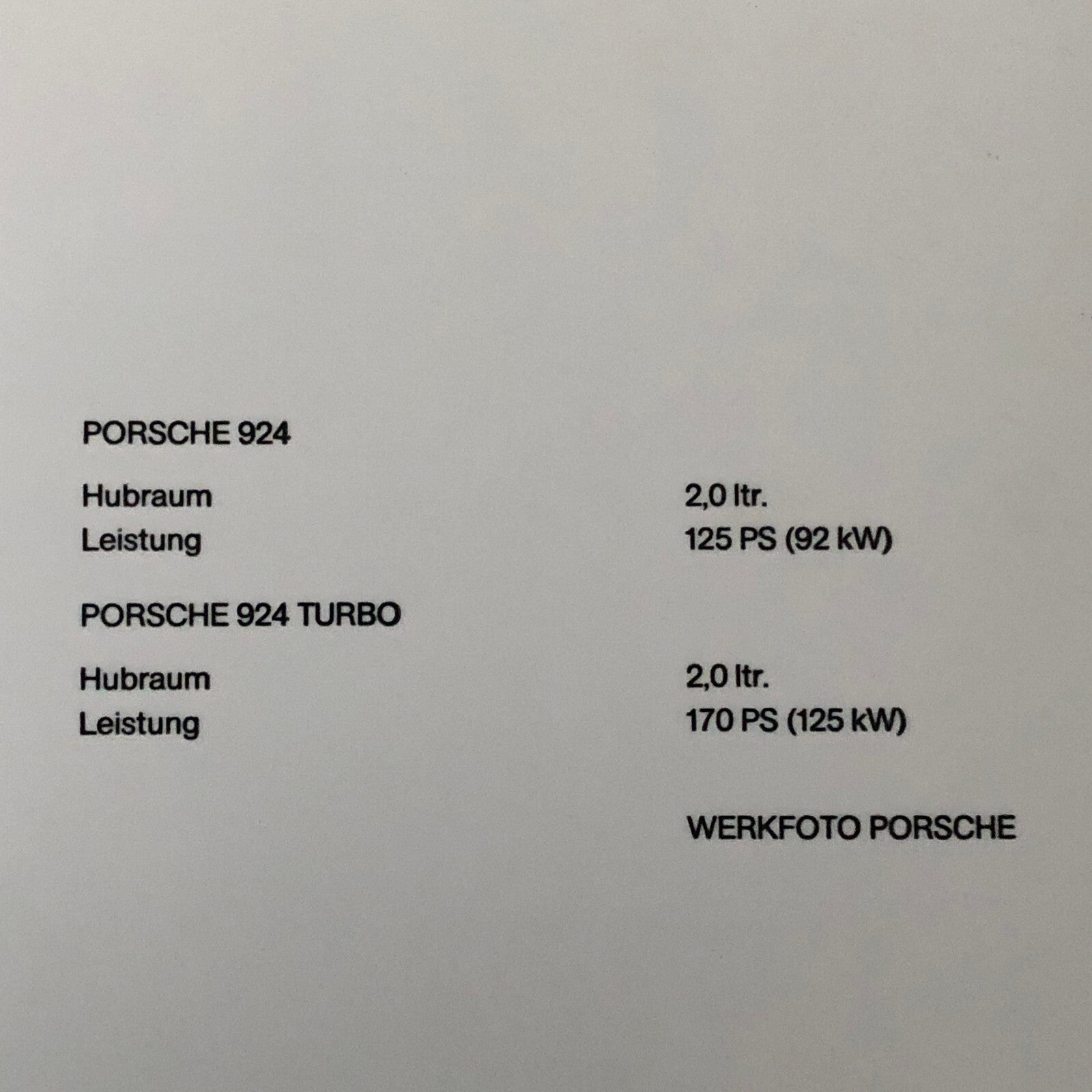 Vintage Porsche 924 and 924 Turbo Factory Press Photo Photograph Print Werkfoto