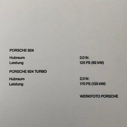 Vintage Porsche 924 and 924 Turbo Factory Press Photo Photograph Print Werkfoto