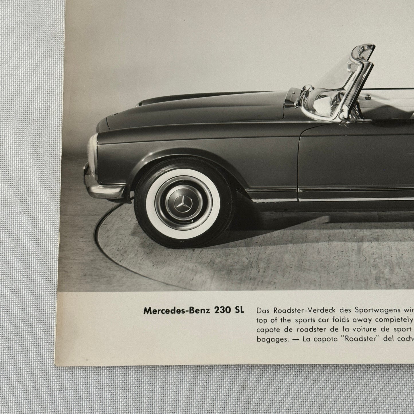 Vintage Mercedes Benz 230 SL Roadster Convertible Factory Press Photo Photograph