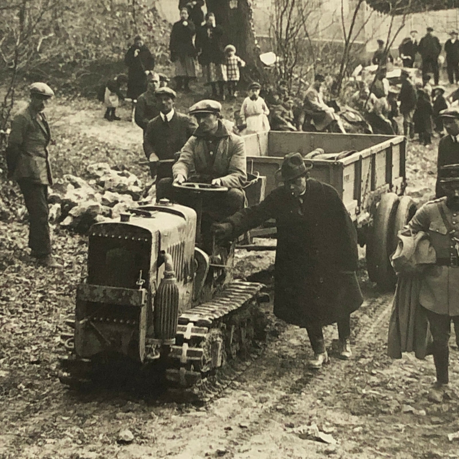 Antique Photo Photograph Road Clearing Tractor Vehicle 1920s Meurisse Rally ? 