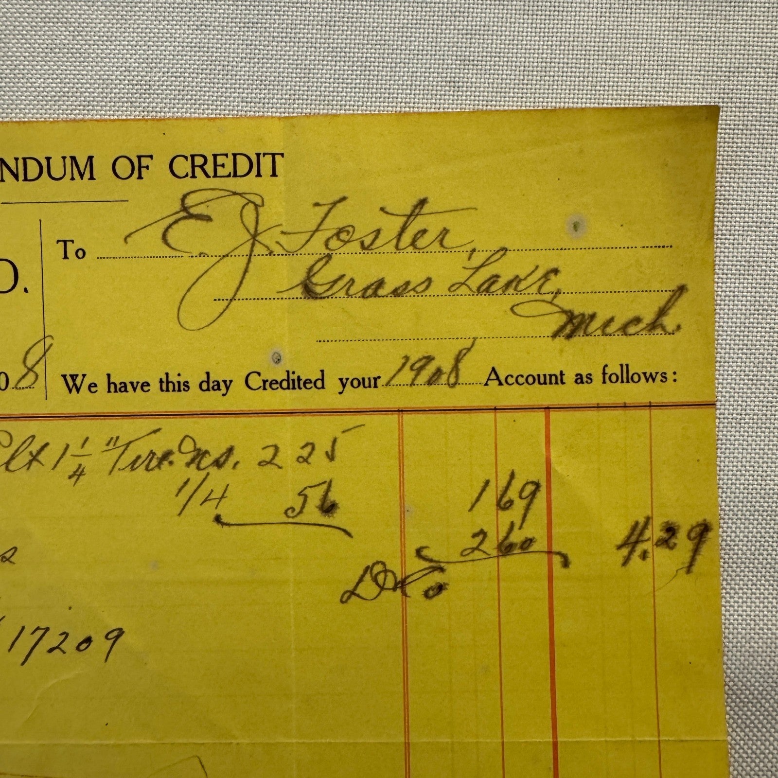 1908 John Deere Plow Company Antique Document Receipt Invoice Farm Equipment
