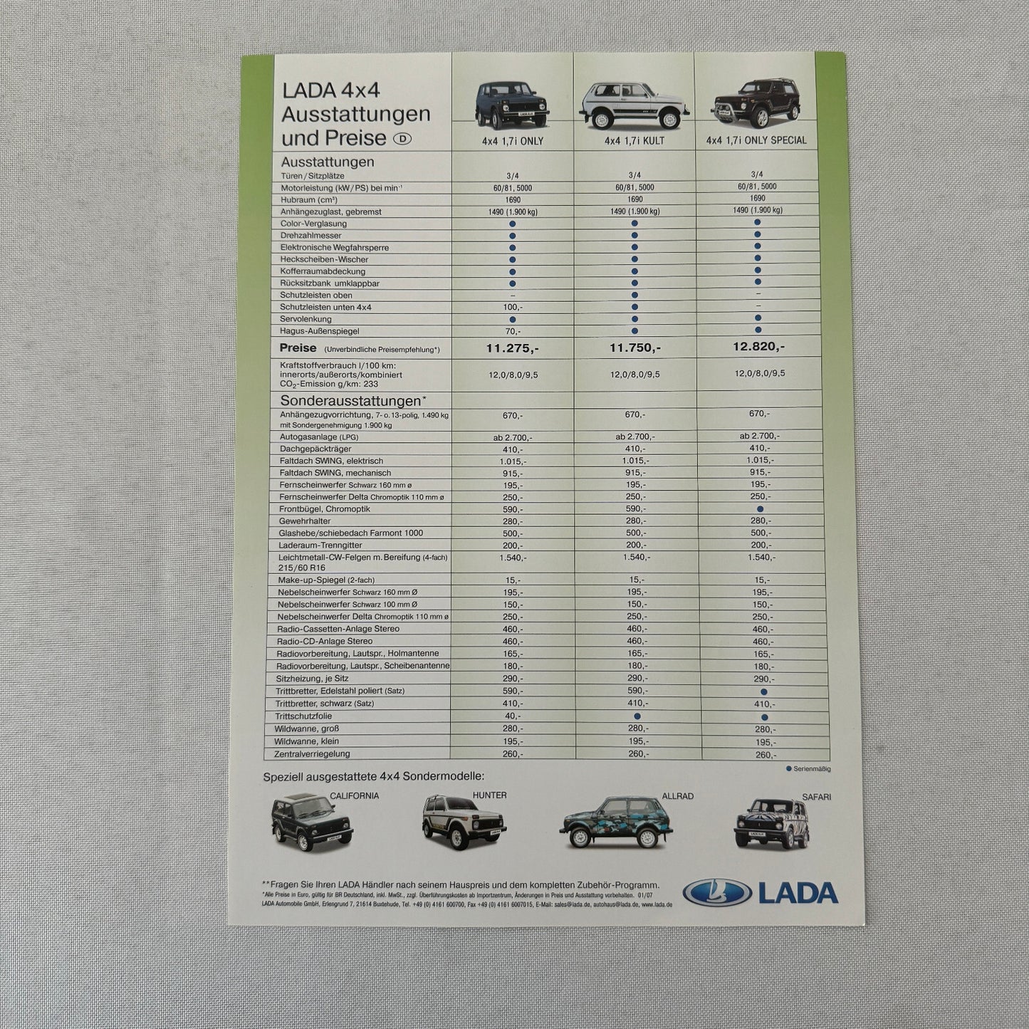 Lada Niva Car Sales Brochure Catalog GERMAN Text European Market Taiga Special +