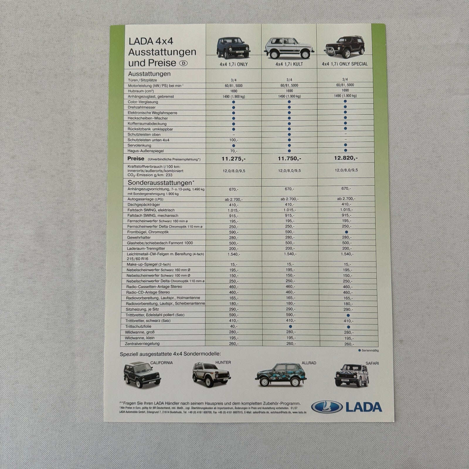 Lada Niva Car Sales Brochure Catalog GERMAN Text European Market Taiga Special +