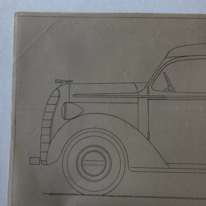 1937 Coachbuilder Car Design Blueprint Rendering Blue Print 4-door Sedan 
