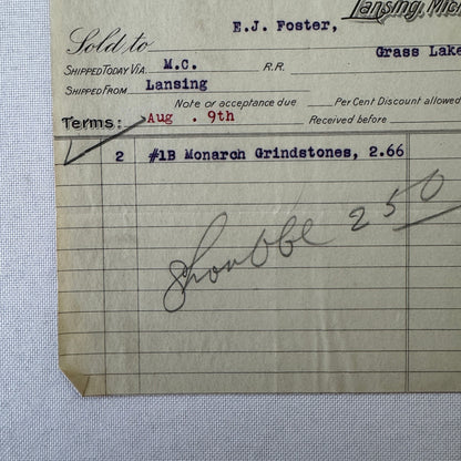 Michigan Distributing Company Farm Implements Carriages 1908 Document Lansing