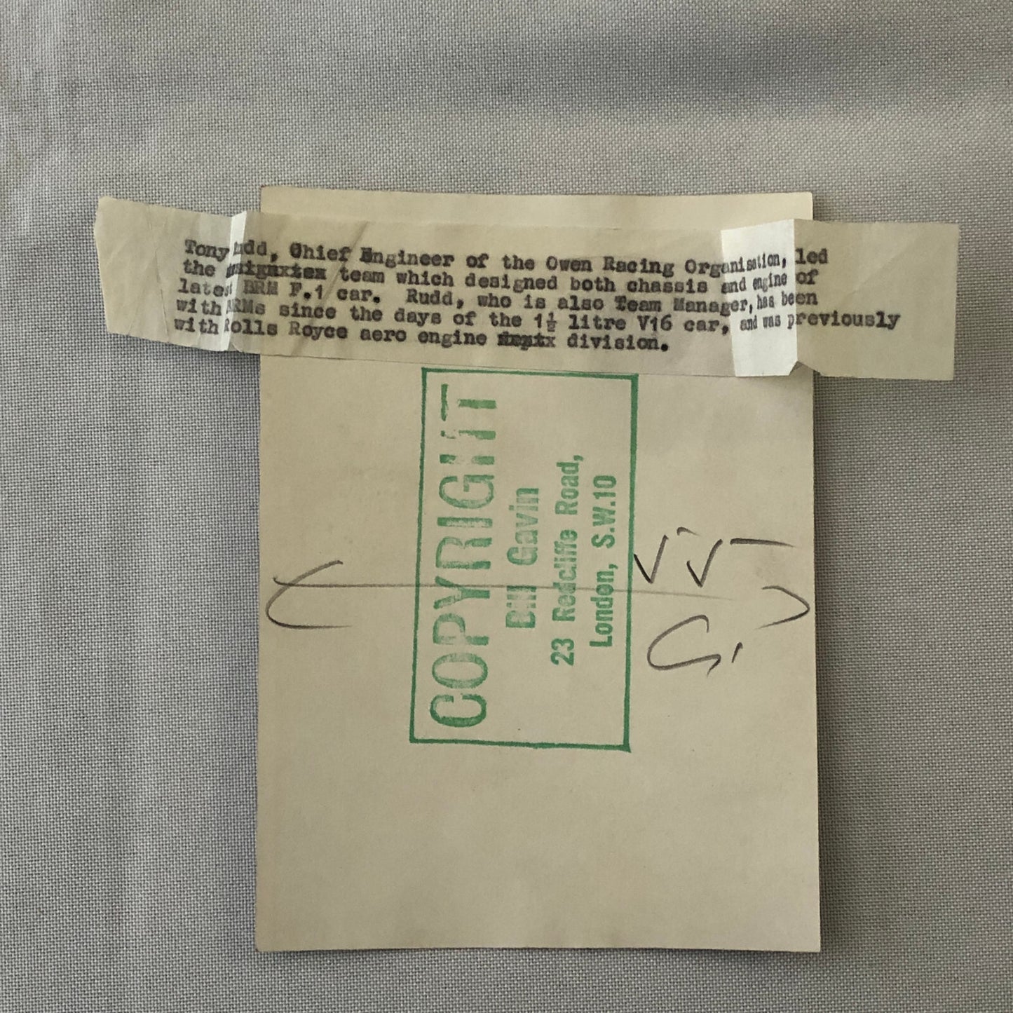 Vintage Racing Photo Photograph Tony Rudd Chief Engineer Owen Racing BRM Car