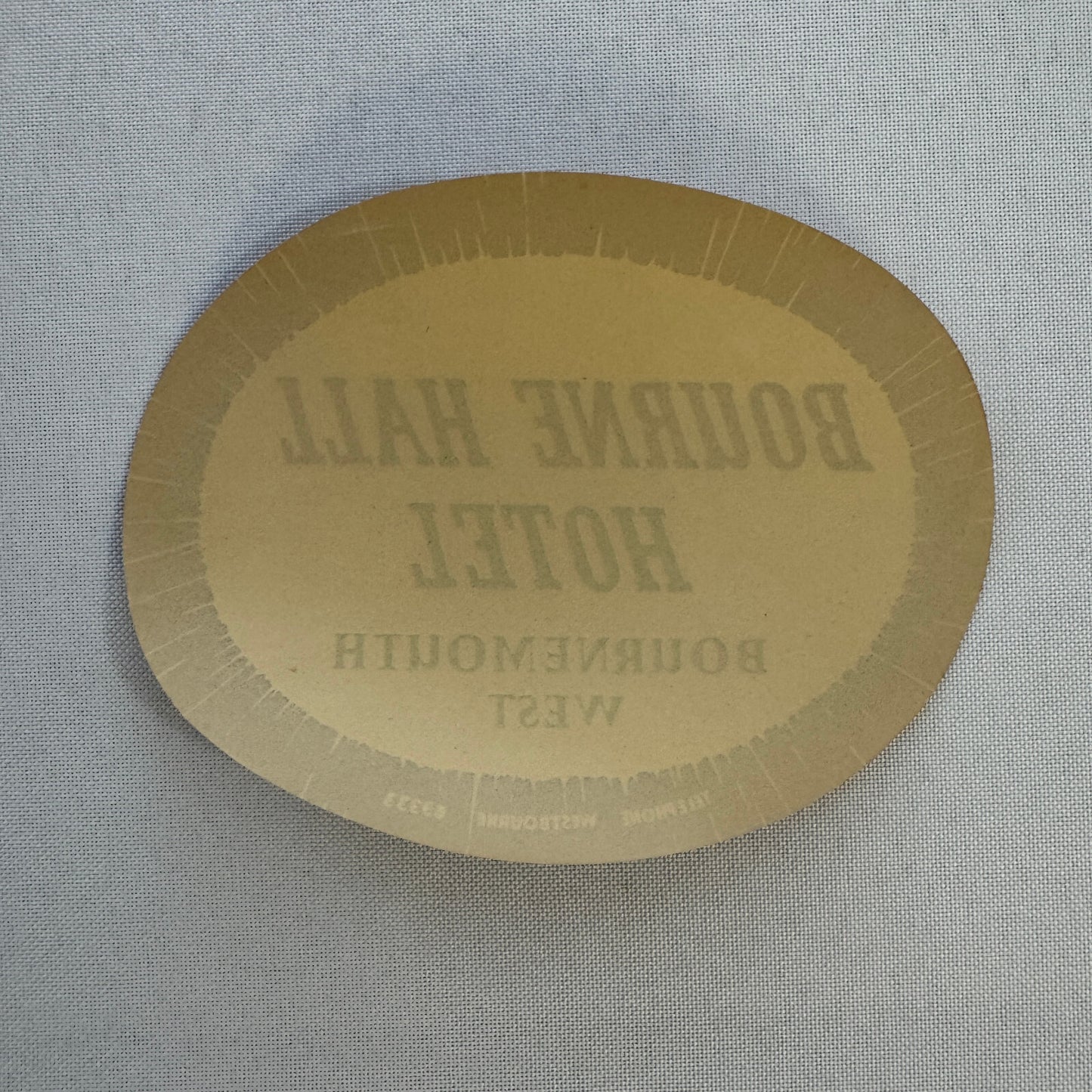 Vintage Travel Label Bourne Hall Hotel Bournemouth West UK England