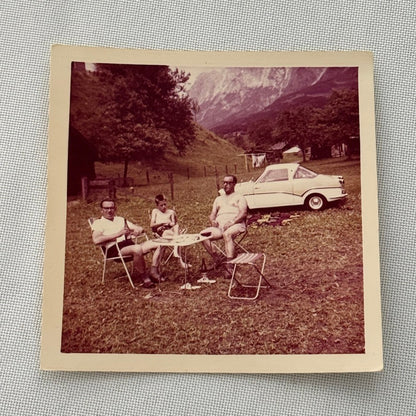 Micro Car at Camp Site Photo Photograph Print Vintage Snapshot Lot 3x Germany