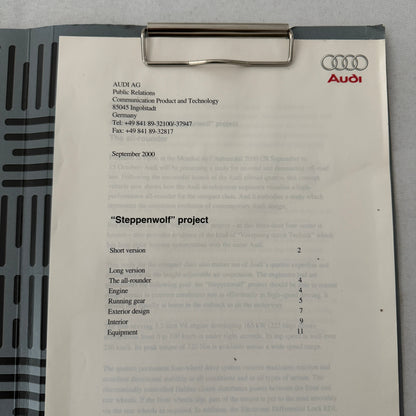 2000 Audi Steppenwolf Concept Car Prototype Press Kit Photos Germany