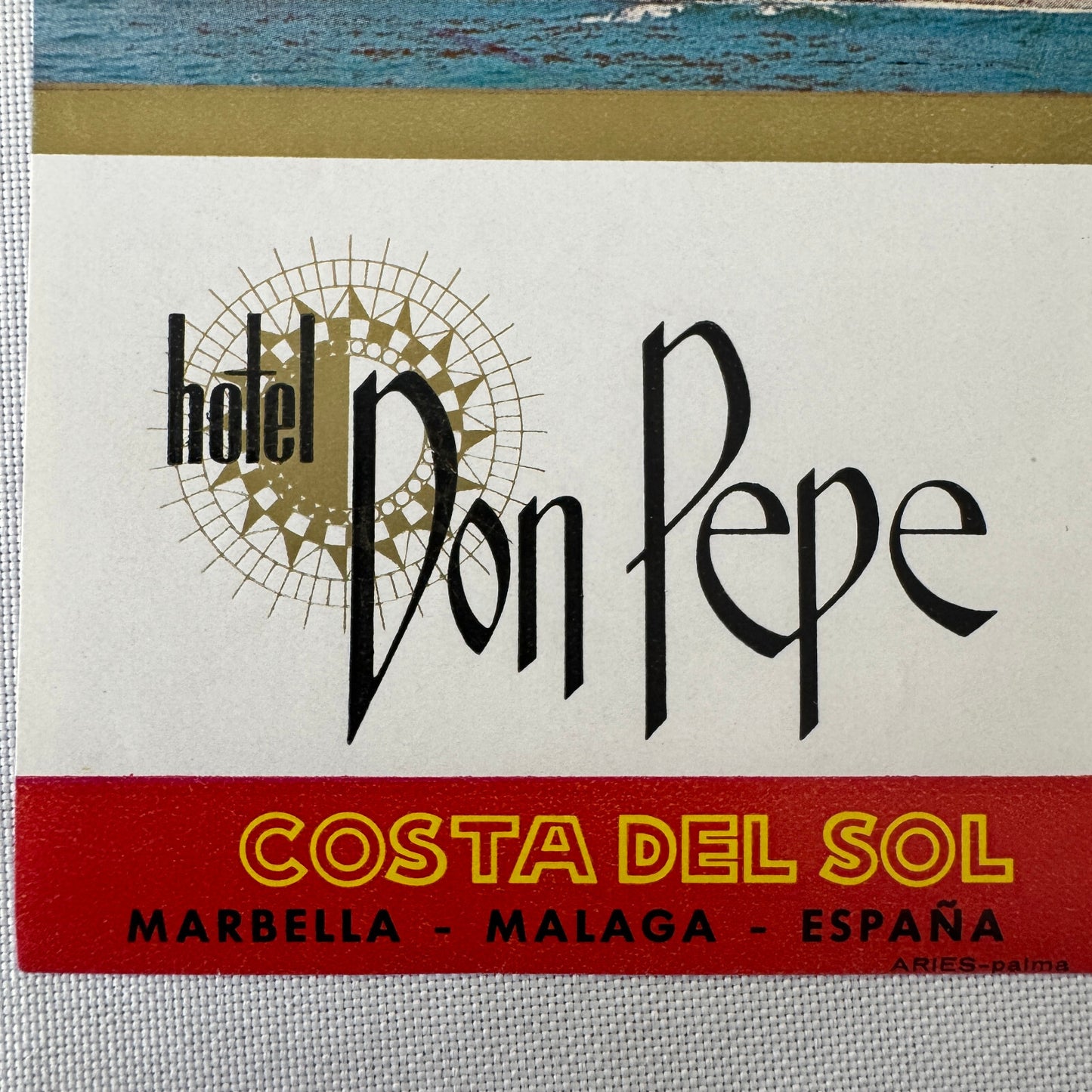 Vintage Hotel Travel Luggage Label Hotel Don Pepe Costa Del Sol Spain Espana