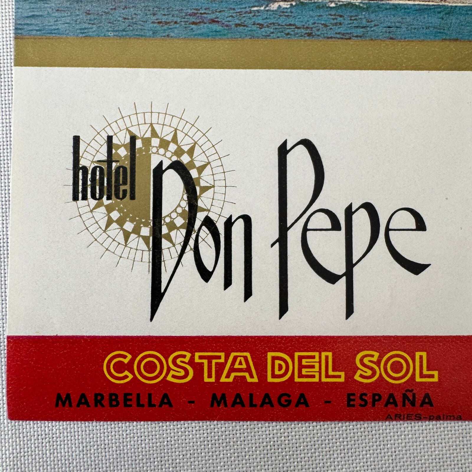 Vintage Hotel Travel Luggage Label Hotel Don Pepe Costa Del Sol Spain Espana