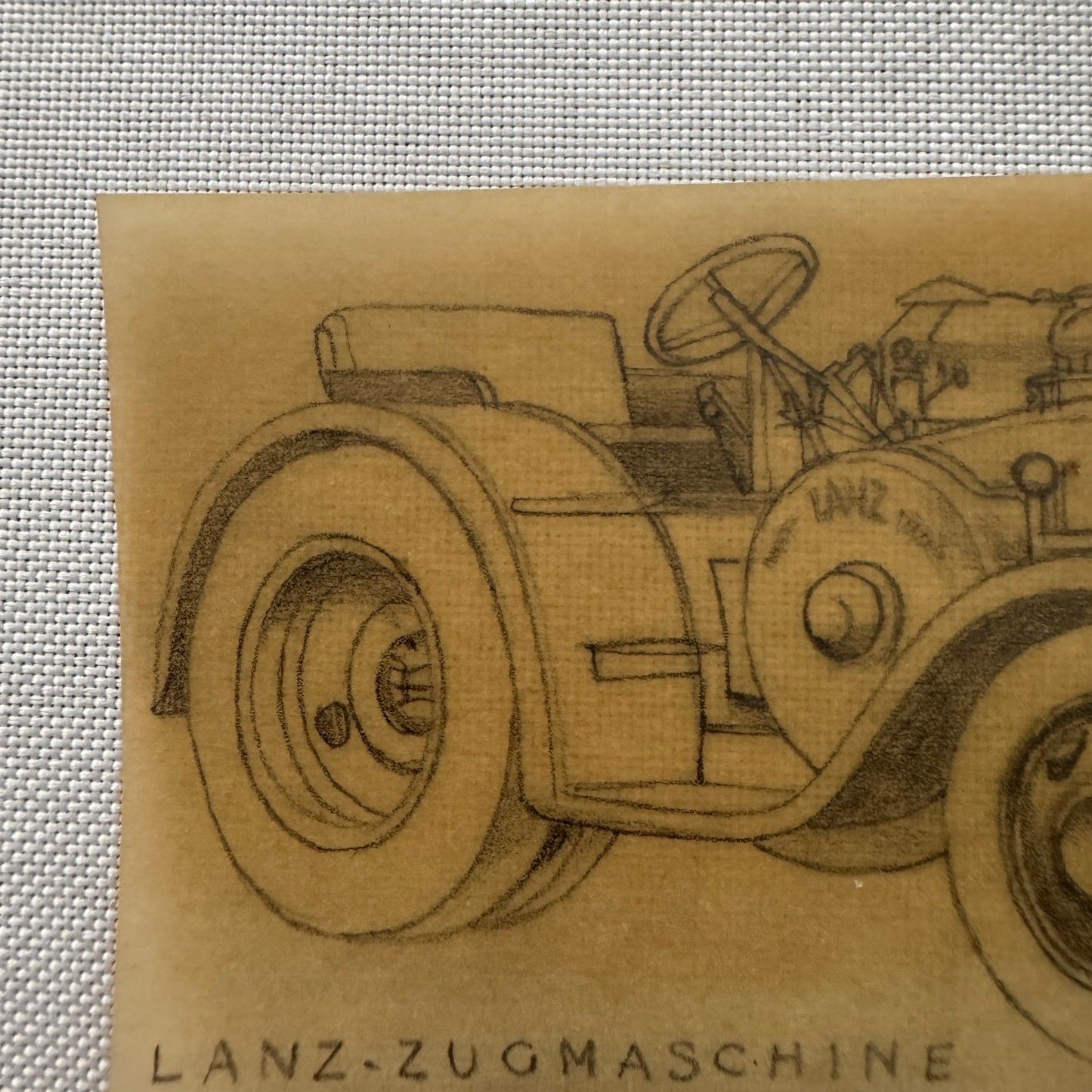 Lanz Bulldog Tractor Vintage Illustration Hand Drawn Drawing Sketch Art Germany