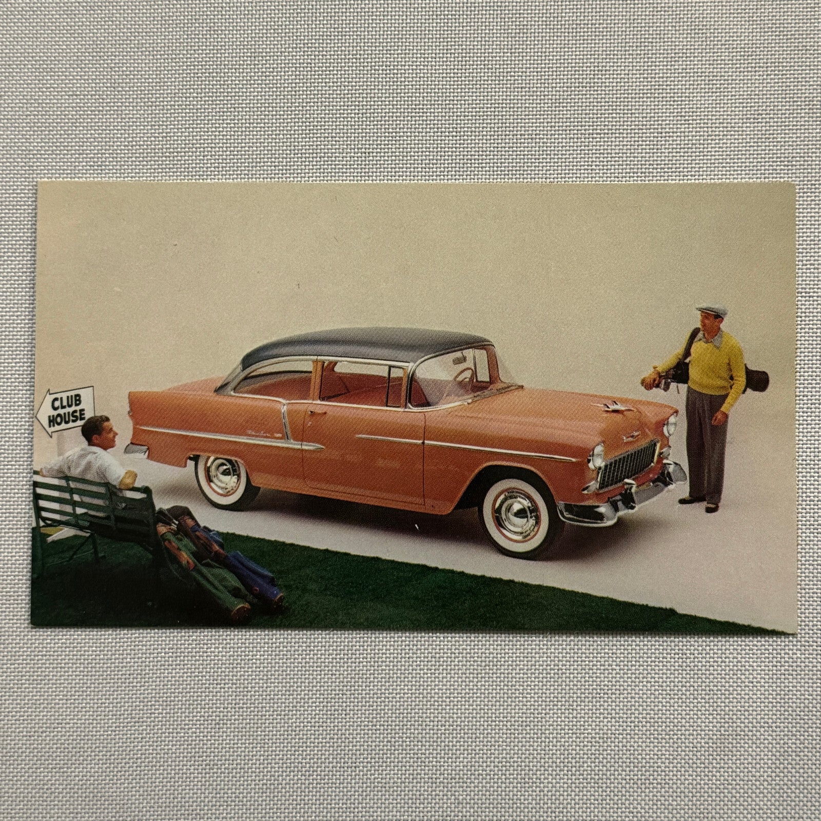 1955 Chevrolet Bel Air 2-Door Sedan Advertising Postcard Vintage